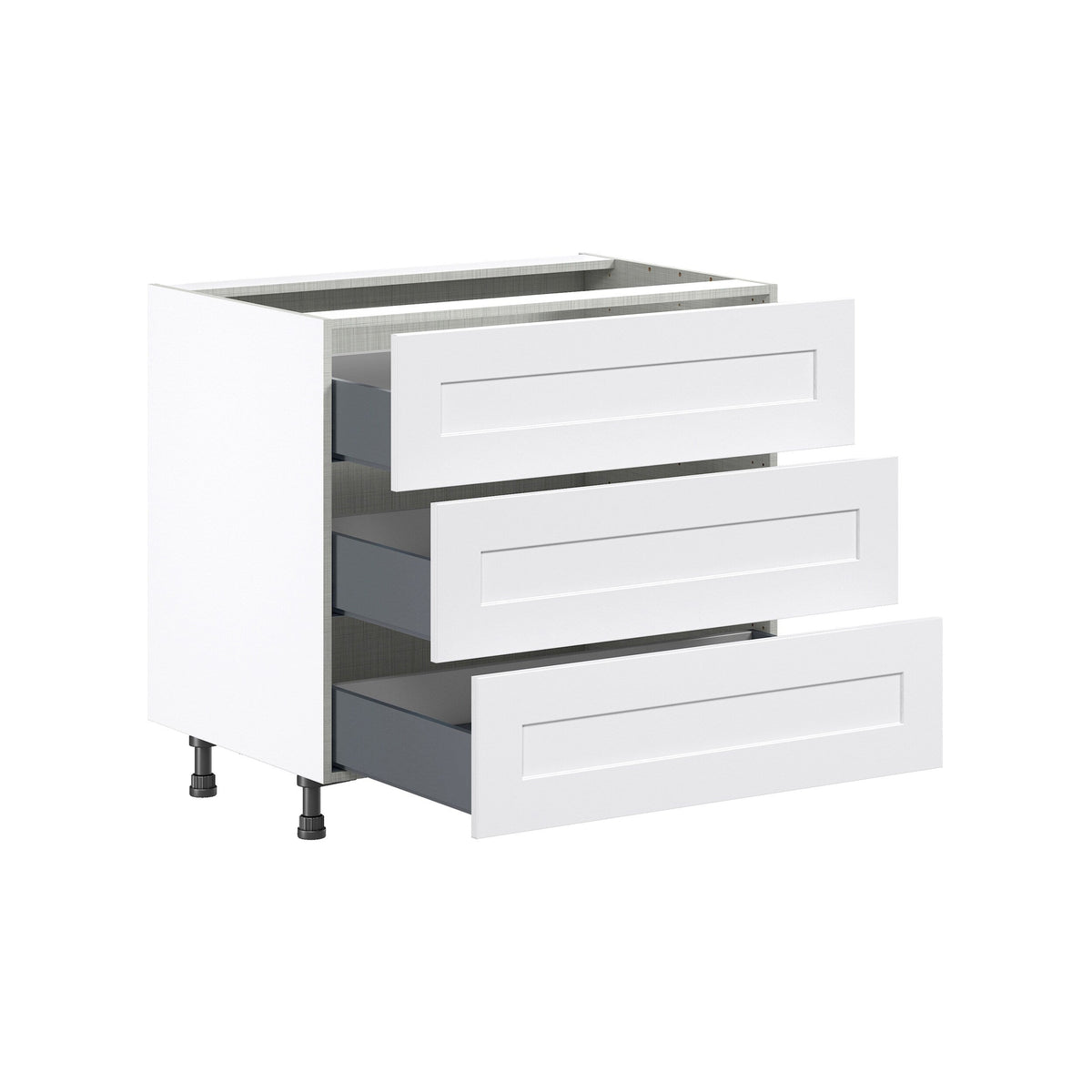 Hugo&Borg Jolie 36-in W x 34.5-in H x 24-in D Warm White 3-Drawer Base Fully Assembled Cabinet