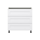 Hugo&Borg Jolie 36-in W x 34.5-in H x 24-in D Warm White 3-Drawer Base Fully Assembled Cabinet