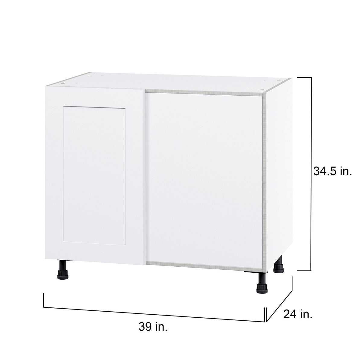 Hugo&Borg Jolie 39-in W x 34.5-in H x 24-in D Warm White Blind Corner Base Fully Assembled Cabinet (Flat Panel Shaker Style)
