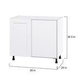 Hugo&Borg Jolie 39-in W x 34.5-in H x 24-in D Warm White Blind Corner Base Fully Assembled Cabinet (Flat Panel Shaker Style)
