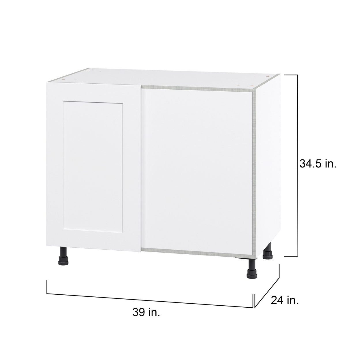 Hugo&Borg Jolie 39-in W x 34.5-in H x 24-in D Warm White Blind Corner Base Fully Assembled Cabinet (Flat Panel Shaker Style)