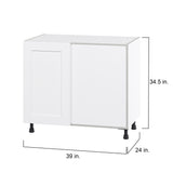 Hugo&Borg Jolie 39-in W x 34.5-in H x 24-in D Warm White Blind Corner Base Fully Assembled Cabinet (Flat Panel Shaker Style)