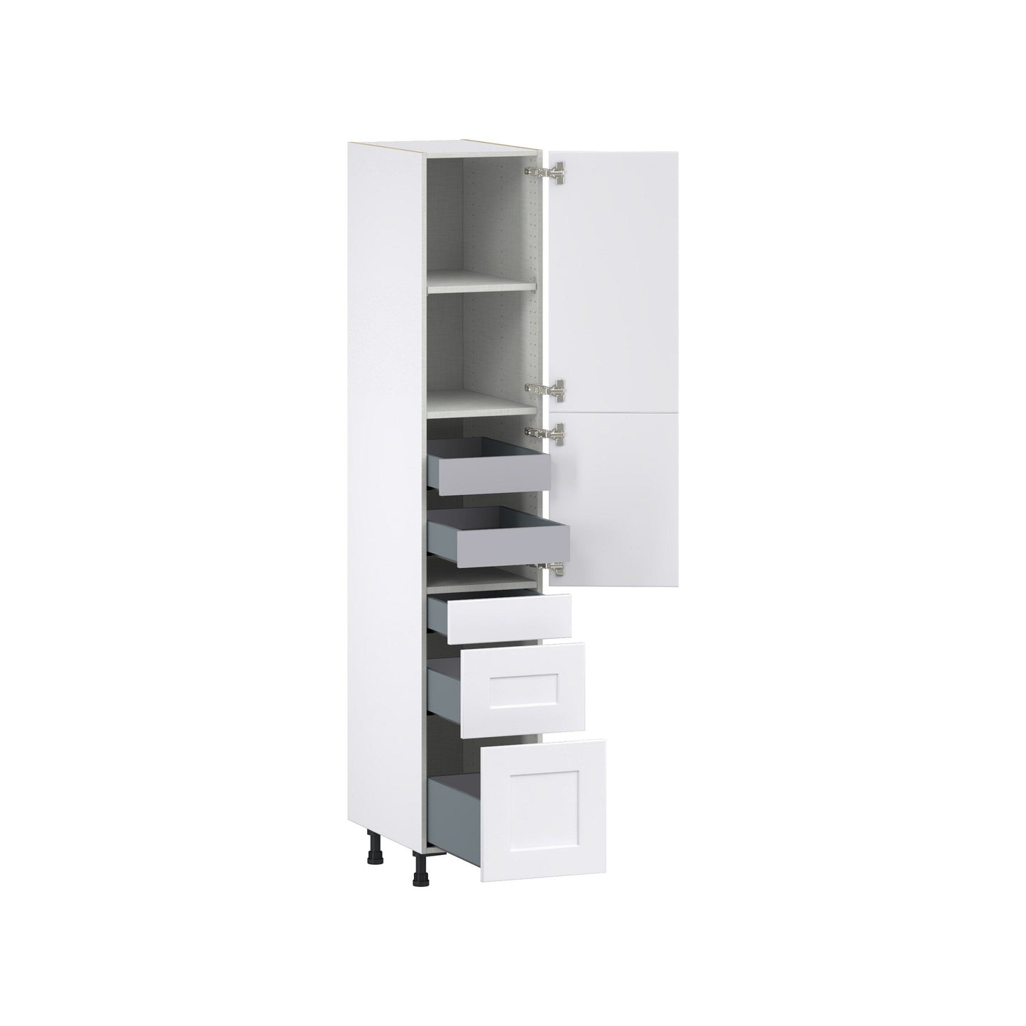 Hugo&Borg Jolie 15-in W x 84.5-in H x 24-in D Warm White 3-Drawers Pantry Fully Assembled Cabinet (Flat Panel Shaker Style)
