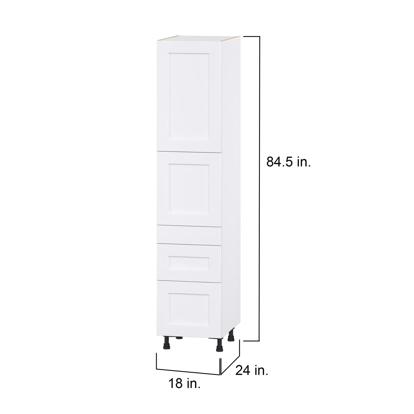 Hugo&Borg Jolie 18-in W x 84.5-in H x 24-in D Warm White 3-Drawers Pantry Fully Assembled Cabinet (Flat Panel Shaker Style)