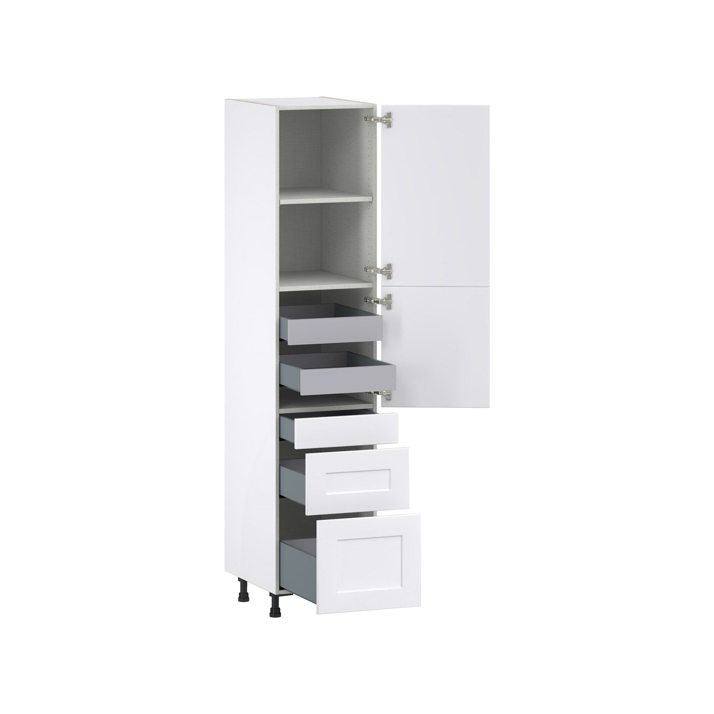 Hugo&Borg Jolie 18-in W x 84.5-in H x 24-in D Warm White 3-Drawers Pantry Fully Assembled Cabinet (Flat Panel Shaker Style)