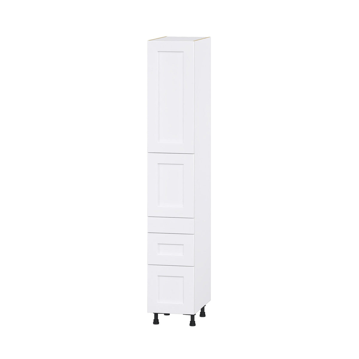 Hugo&Borg Jolie 15-in W x 89.5-in H x 24-in D Warm White 3-Drawers Pantry Fully Assembled Cabinet (Flat Panel Shaker Style)
