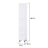 Hugo&Borg Jolie 15-in W x 89.5-in H x 24-in D Warm White 3-Drawers Pantry Fully Assembled Cabinet (Flat Panel Shaker Style)