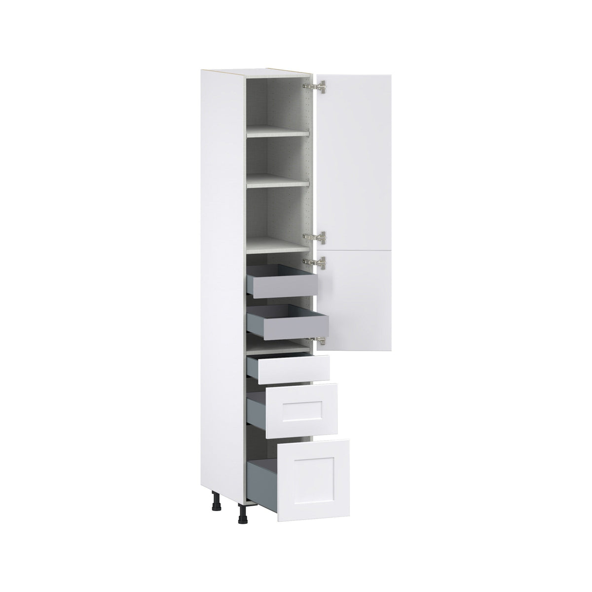 Hugo&Borg Jolie 15-in W x 89.5-in H x 24-in D Warm White 3-Drawers Pantry Fully Assembled Cabinet (Flat Panel Shaker Style)