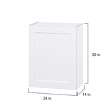 Hugo&Borg Jolie 24-in W x 30-in H x 14-in D Warm White Wall Fully Assembled Cabinet (Flat Panel Shaker Door Style)