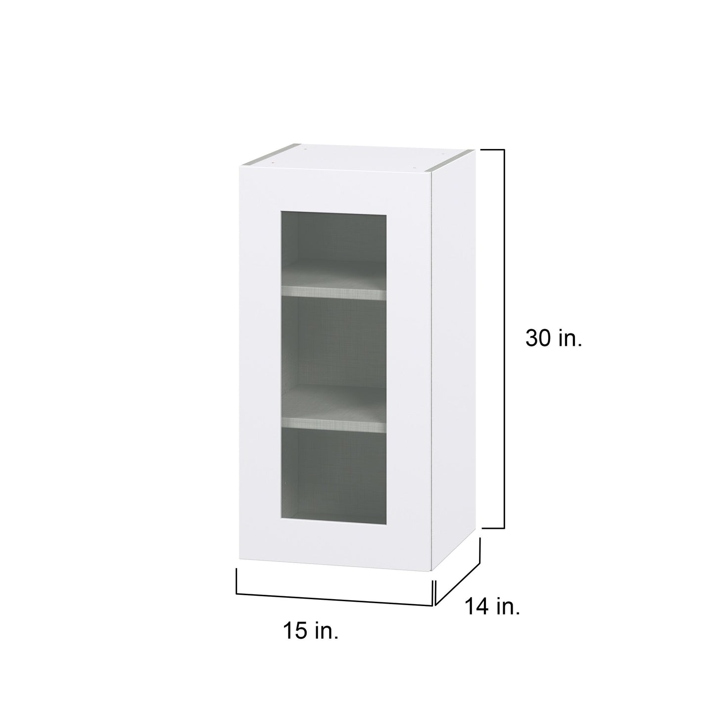 Hugo&Borg Jolie 15-in W x 30-in H x 14-in D Warm White Wall Fully Assembled Cabinet (Glass Panel Shaker Door Style)