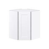 Hugo&Borg Jolie 24-in W x 30-in H x 14-in D Warm White Diagonal Corner Wall Fully Assembled Cabinet (Flat Panel Shaker Style)