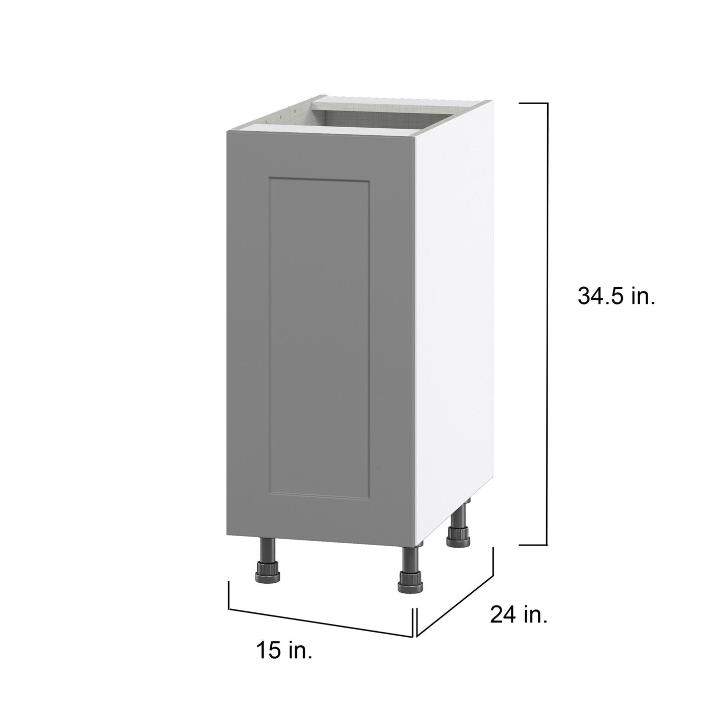 Hugo&Borg Beaumont 15-in W x 34.5-in H x 24-in D Slate Gray 3-Drawers Base Fully Assembled Cabinet (Flat Panel Shaker Style)
