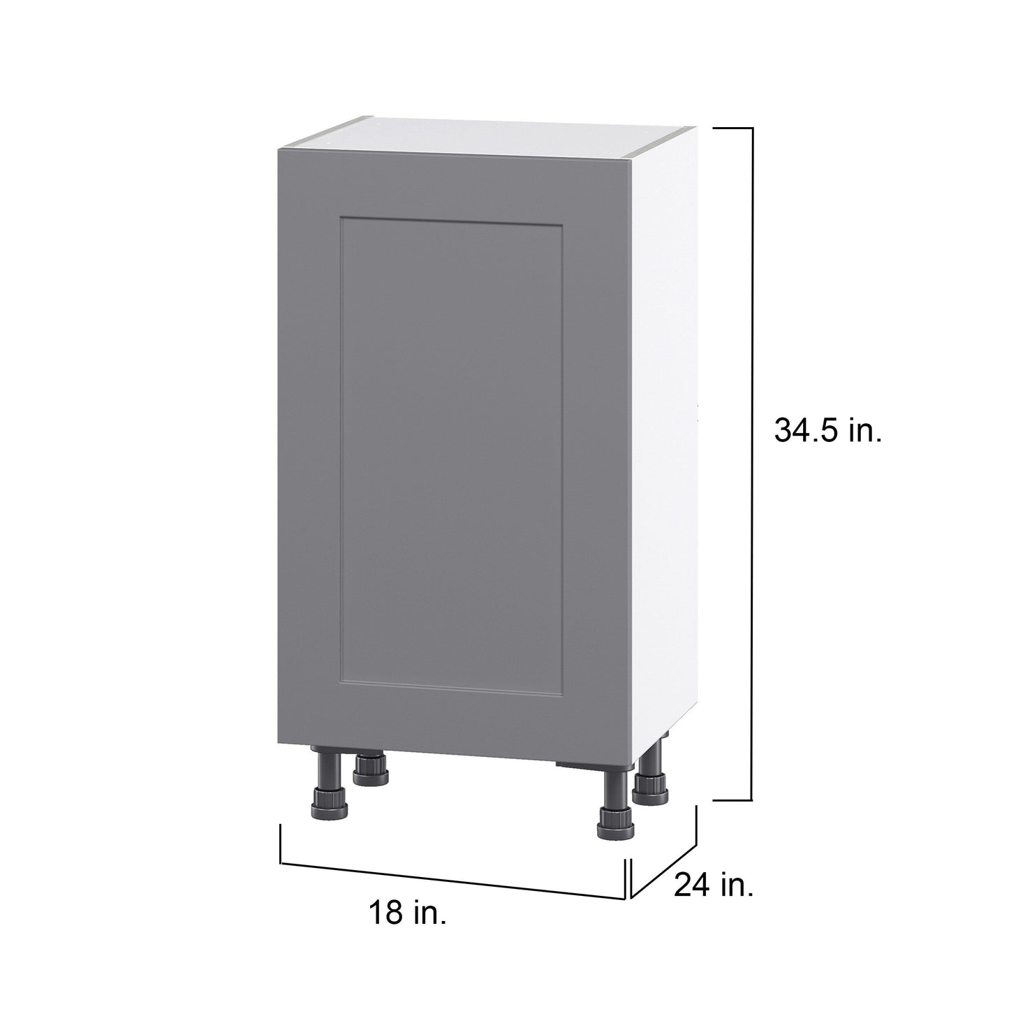 Hugo&Borg Beaumont 18-in W x 34.5-in H x 24-in D Slate Gray 3-Drawers Base Fully Assembled Cabinet (Flat Panel Shaker Style)