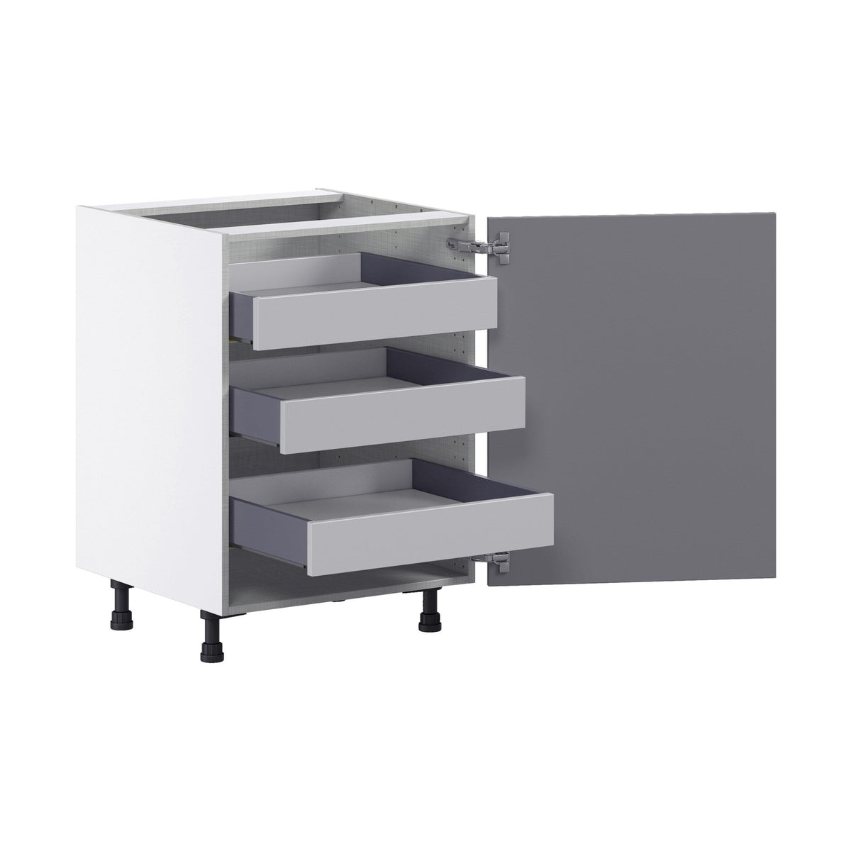 Hugo&Borg Beaumont 24-in W x 34.5-in H x 24-in D Slate Gray 3-Drawers Base Fully Assembled Cabinet (Flat Panel Shaker Style)