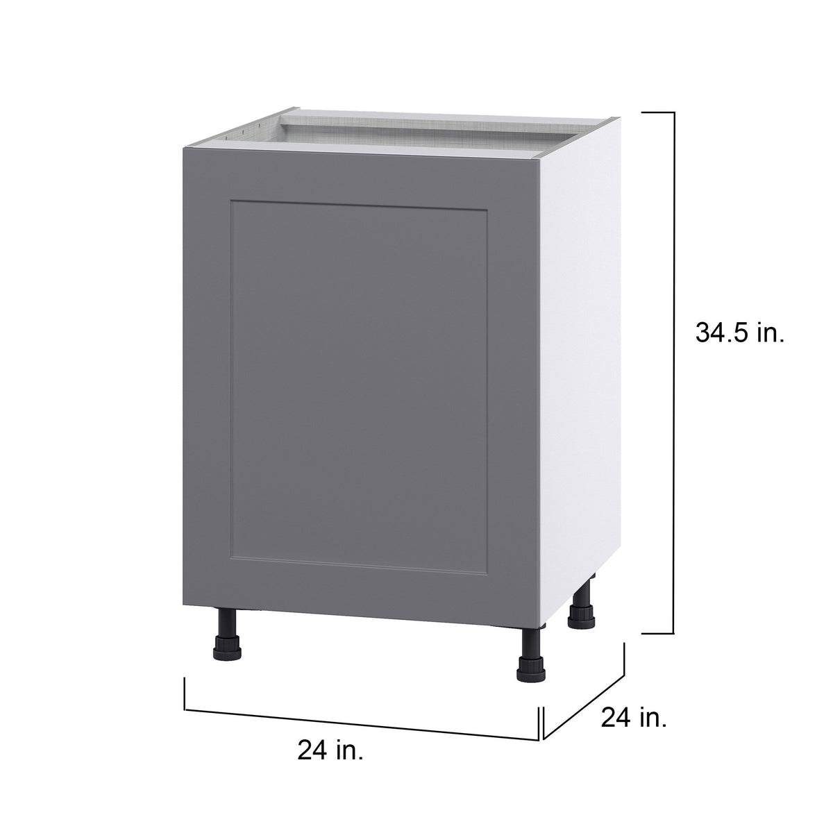 Hugo&Borg Beaumont 24-in W x 34.5-in H x 24-in D Slate Gray 3-Drawers Base Fully Assembled Cabinet (Flat Panel Shaker Style)