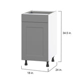 Hugo&Borg Beaumont 18-in W x 34.5-in H x 24-in D Slate Gray 1-Drawer Base Fully Assembled Cabinet (Flat Panel Shaker Style)