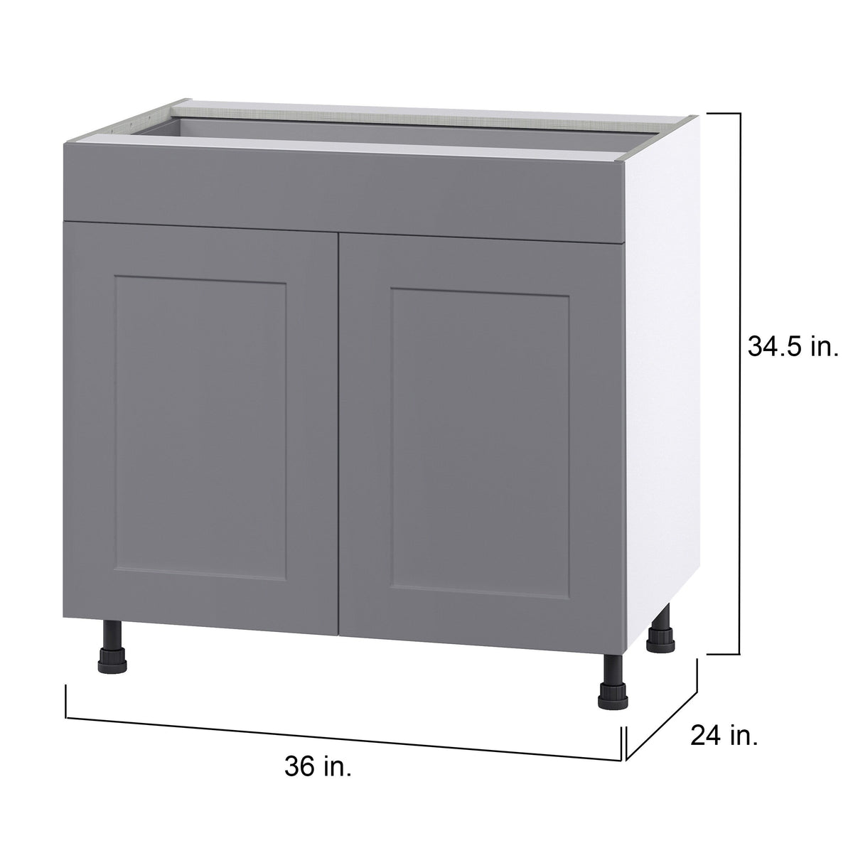 Hugo&Borg Beaumont 36-in W x 34.5-in H x 24-in D Slate Gray 1-Drawer Base Fully Assembled Cabinet (Flat Panel Shaker Style)