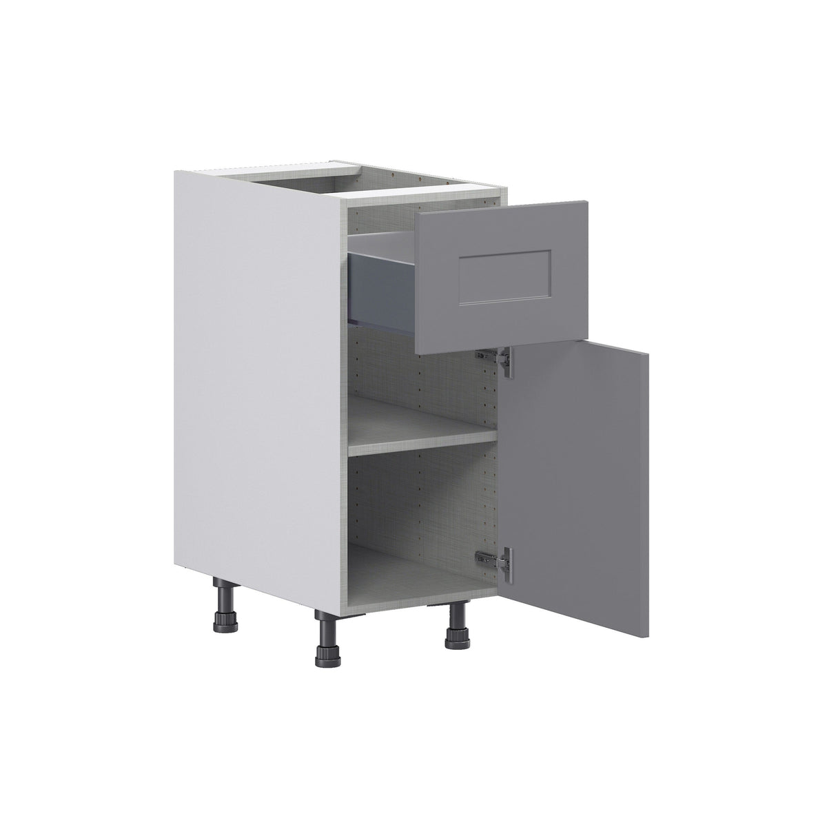 Hugo&Borg Beaumont 15-in W x 34.5-in H x 24-in D Slate Gray 1-Drawer Base Fully Assembled Cabinet (Flat Panel Shaker Style)