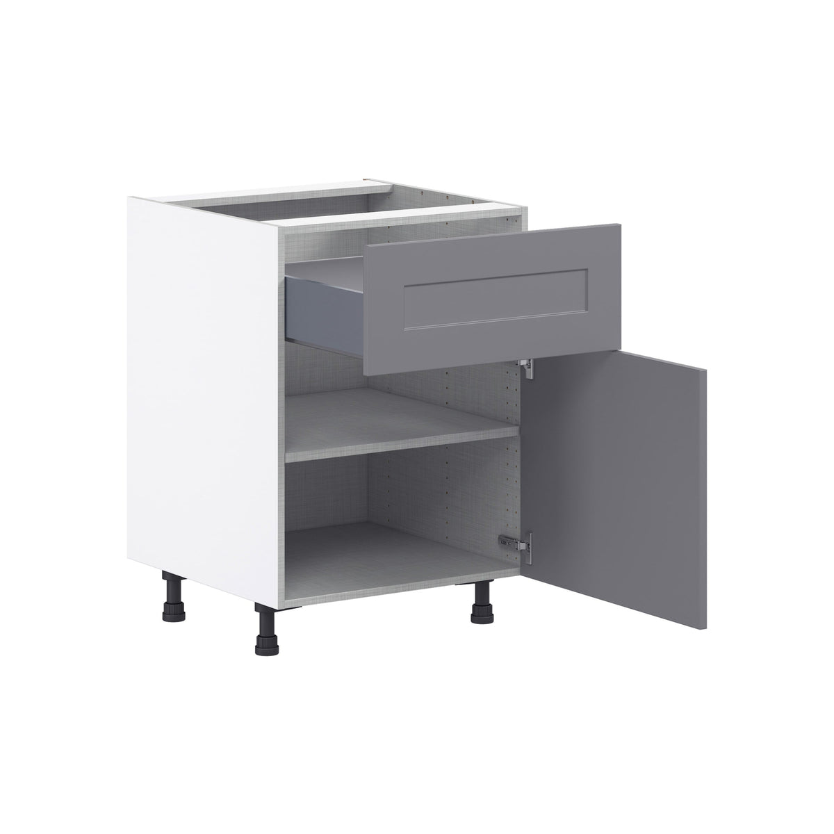 Hugo&Borg Beaumont 24-in W x 34.5-in H x 24-in D Slate Gray 1-Drawer Base Fully Assembled Cabinet (Flat Panel Shaker Style)