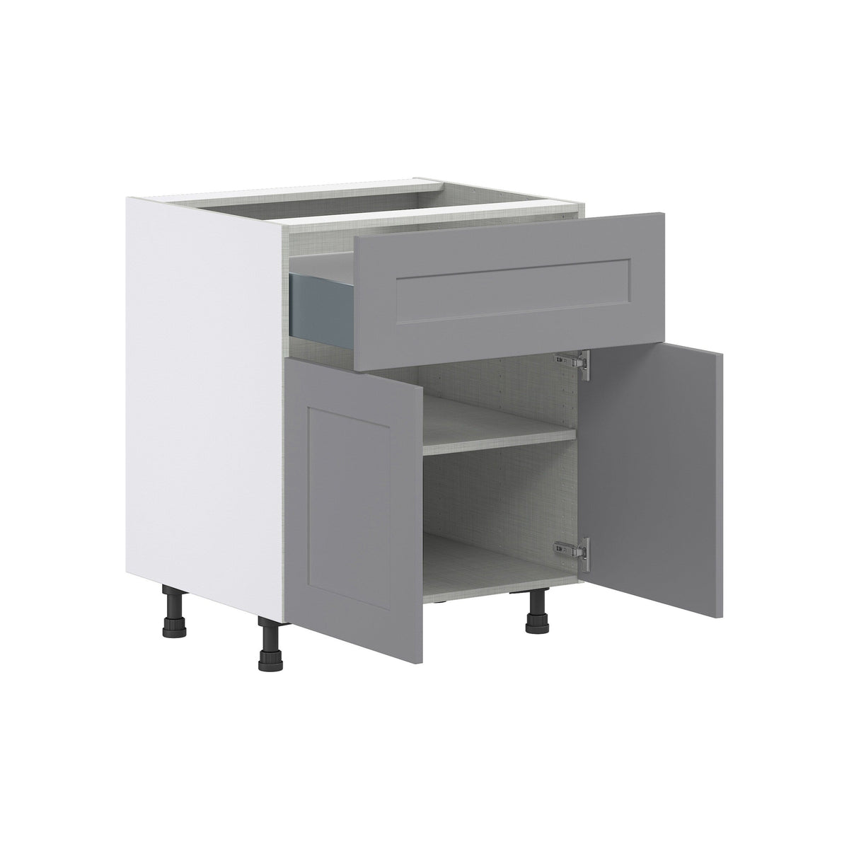Hugo&Borg Beaumont 30-in W x 34.5-in H x 24-in D Slate Gray 1-Drawer Base Fully Assembled Cabinet (Flat Panel Shaker Style)