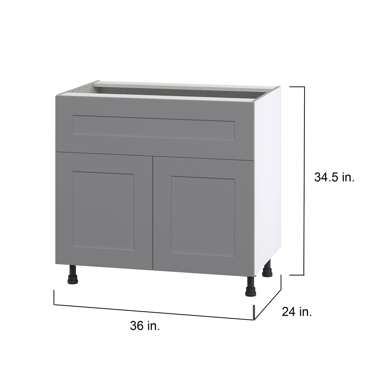 Hugo&Borg Beaumont 36-in W x 34.5-in H x 24-in D Slate Gray 1-Drawer Base Fully Assembled Cabinet (Flat Panel Shaker Style)