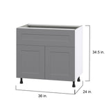 Hugo&Borg Beaumont 36-in W x 34.5-in H x 24-in D Slate Gray 1-Drawer Base Fully Assembled Cabinet (Flat Panel Shaker Style)