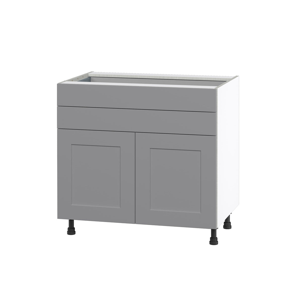 Hugo&Borg Beaumont 36-in W x 34.5-in H x 24-in D Slate Gray 2-Drawers Base Fully Assembled Cabinet (Flat Panel Shaker Style)