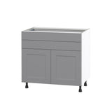 Hugo&Borg Beaumont 36-in W x 34.5-in H x 24-in D Slate Gray 2-Drawers Base Fully Assembled Cabinet (Flat Panel Shaker Style)