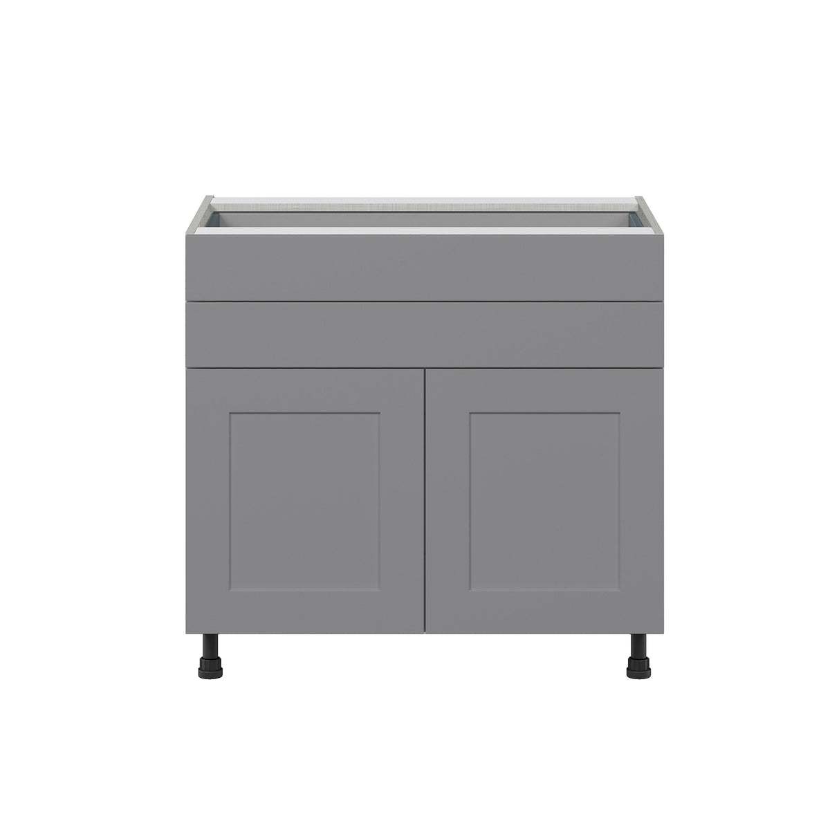 Hugo&Borg Beaumont 36-in W x 34.5-in H x 24-in D Slate Gray 2-Drawers Base Fully Assembled Cabinet (Flat Panel Shaker Style)