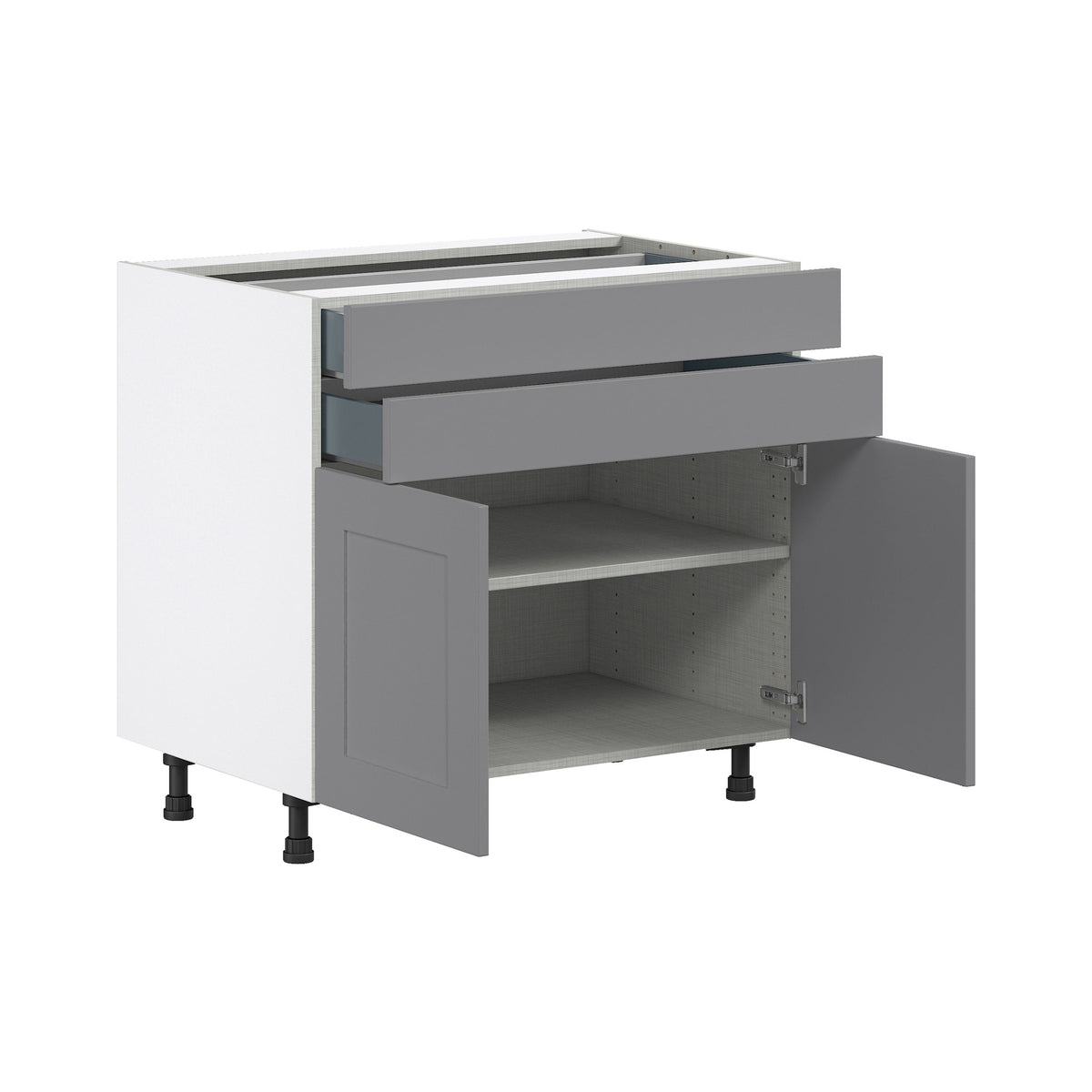 Hugo&Borg Beaumont 36-in W x 34.5-in H x 24-in D Slate Gray 2-Drawers Base Fully Assembled Cabinet (Flat Panel Shaker Style)
