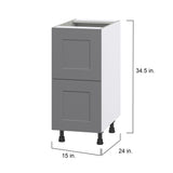 Hugo&Borg Beaumont 15-in W x 34.5-in H x 24-in D Slate Gray 2-Drawer Base Fully Assembled Cabinet