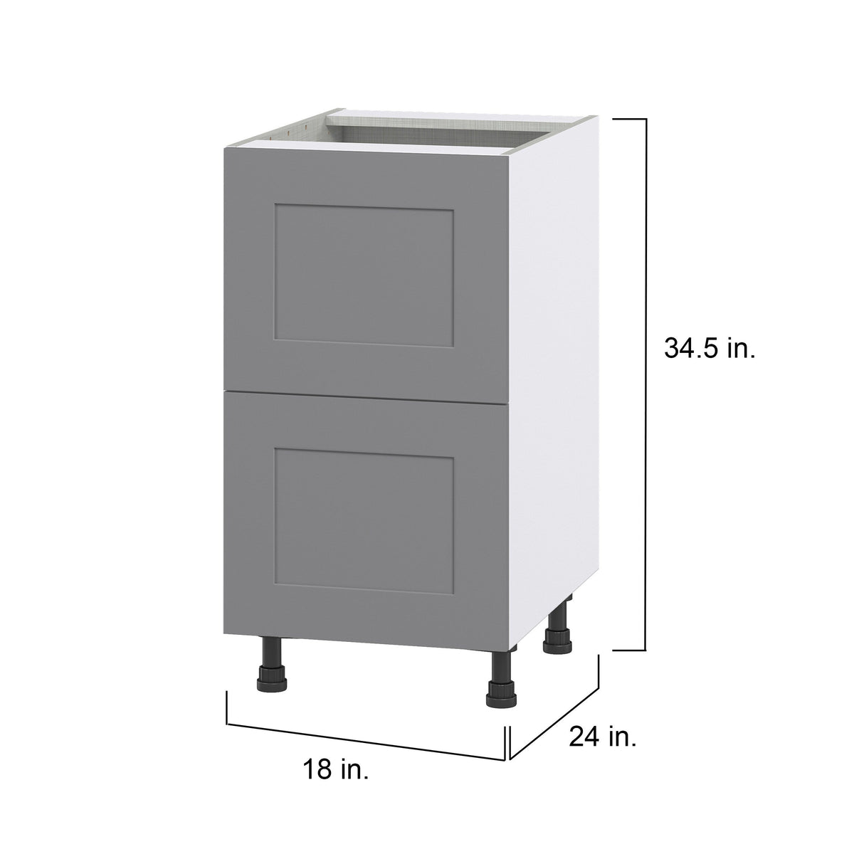 Hugo&Borg Beaumont 18-in W x 34.5-in H x 24-in D Slate Gray 2-Drawer Base Fully Assembled Cabinet