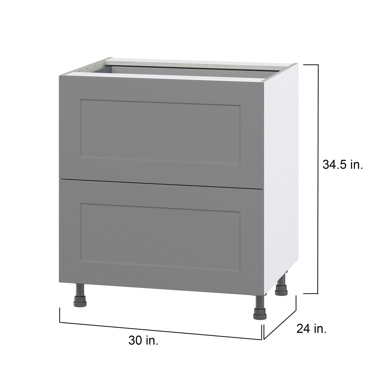 Hugo&Borg Beaumont 30-in W x 34.5-in H x 24-in D Slate Gray 2-Drawer Base Fully Assembled Cabinet