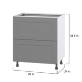 Hugo&Borg Beaumont 30-in W x 34.5-in H x 24-in D Slate Gray 2-Drawer Base Fully Assembled Cabinet
