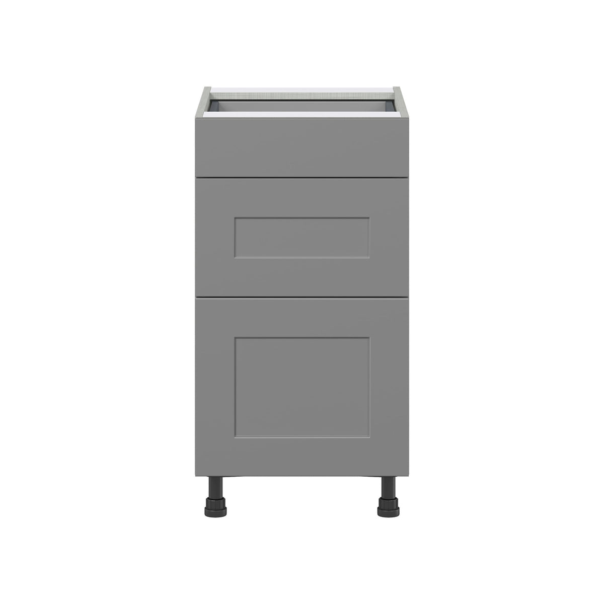 Hugo&Borg Beaumont 18-in W x 34.5-in H x 24-in D Slate Gray 3-Drawer Base Fully Assembled Cabinet
