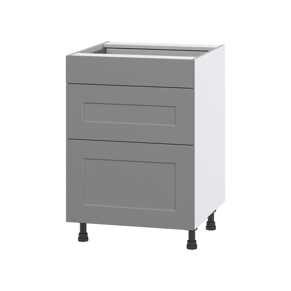 Hugo&Borg Beaumont 24-in W x 34.5-in H x 24-in D Slate Gray 3-Drawer Base Fully Assembled Cabinet