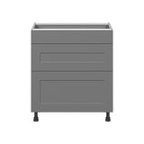 Hugo&Borg Beaumont 30-in W x 34.5-in H x 24-in D Slate Gray 3-Drawer Base Fully Assembled Cabinet