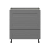 Hugo&Borg Beaumont 30-in W x 34.5-in H x 24-in D Slate Gray 3-Drawer Base Fully Assembled Cabinet