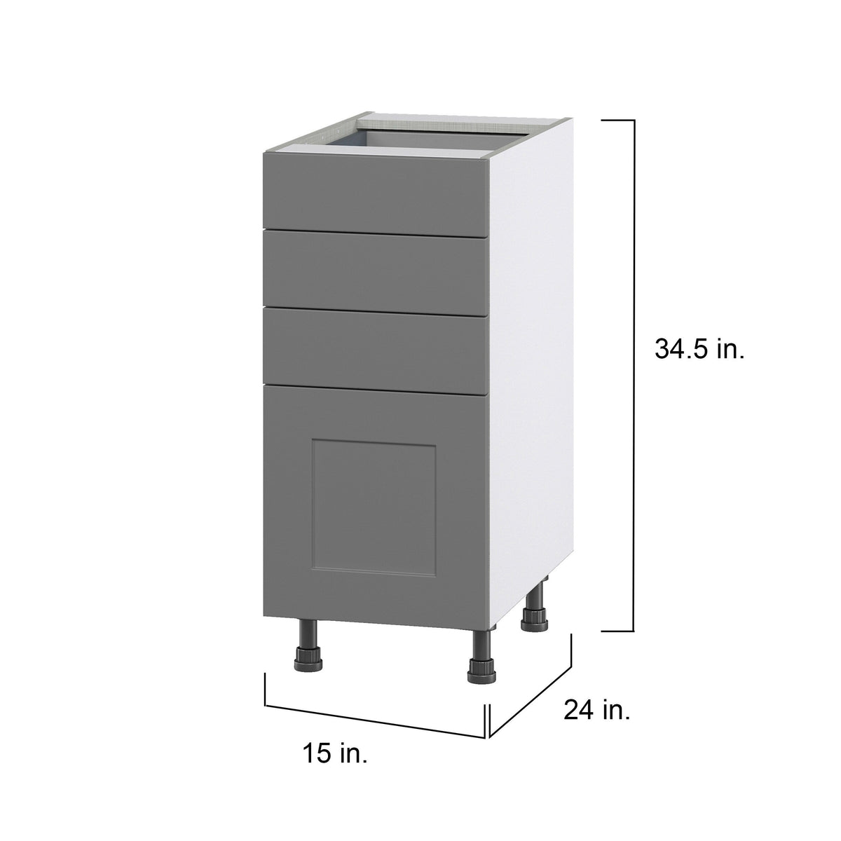 Hugo&Borg Beaumont 15-in W x 34.5-in H x 24-in D Slate Gray 4-Drawer Base Fully Assembled Cabinet