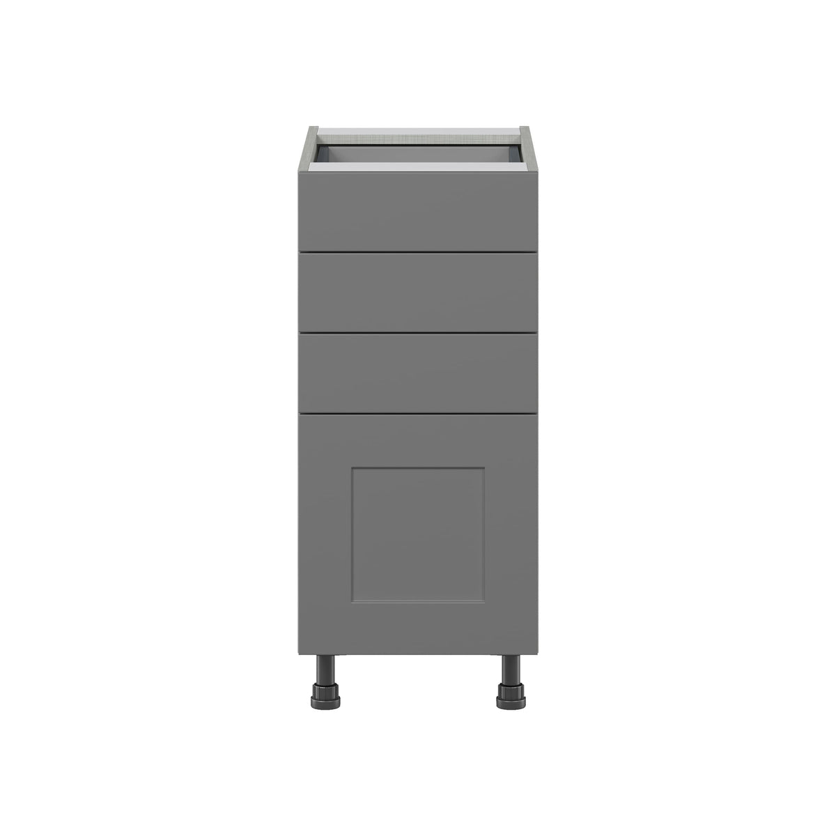 Hugo&Borg Beaumont 15-in W x 34.5-in H x 24-in D Slate Gray 4-Drawer Base Fully Assembled Cabinet