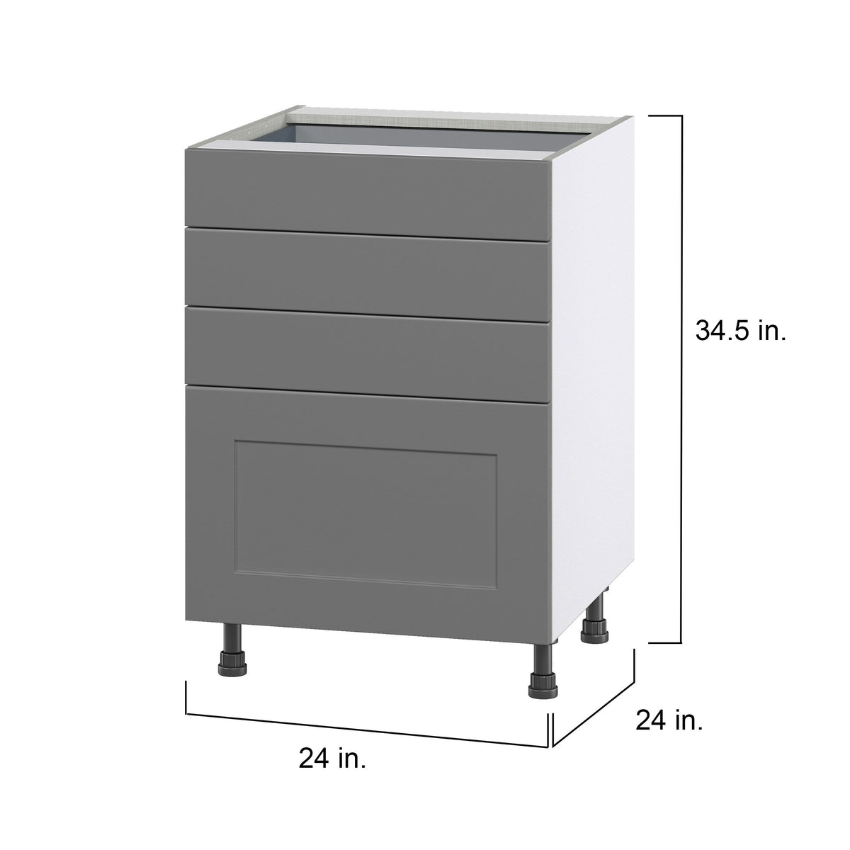 Hugo&Borg Beaumont 24-in W x 34.5-in H x 24-in D Slate Gray 4-Drawer Base Fully Assembled Cabinet