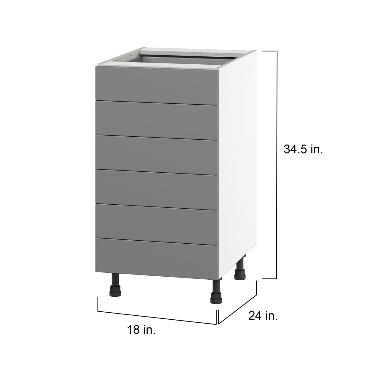Hugo&Borg Beaumont 18-in W x 34.5-in H x 24-in D Slate Gray 6-Drawer Base Fully Assembled Cabinet