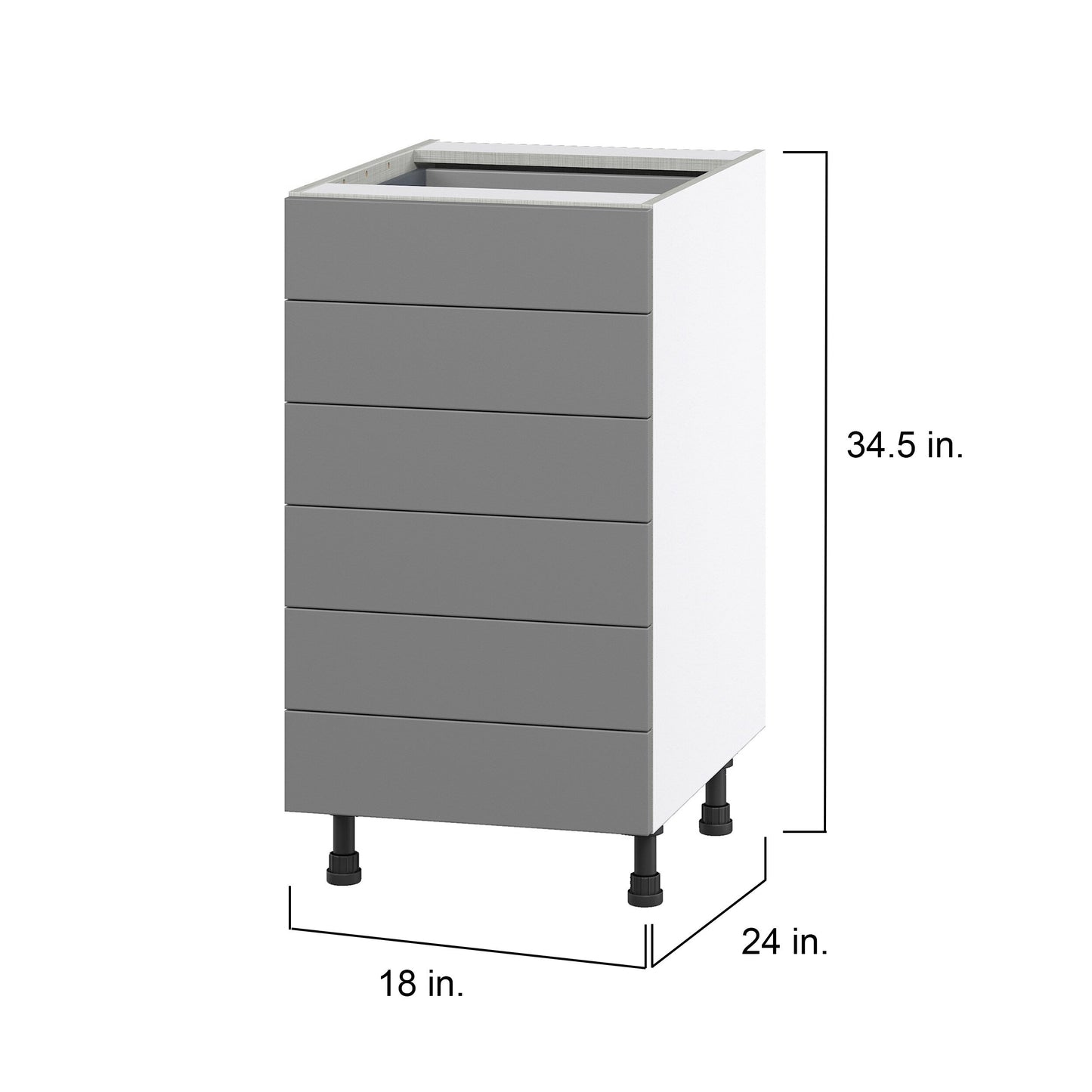 Hugo&Borg Beaumont 18-in W x 34.5-in H x 24-in D Slate Gray 6-Drawer Base Fully Assembled Cabinet