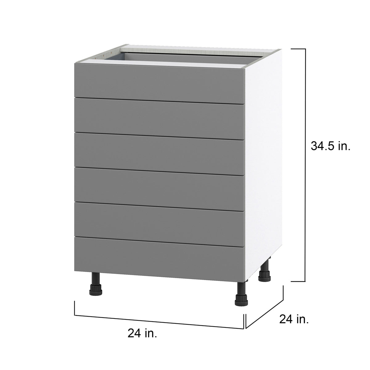 Hugo&Borg Beaumont 24-in W x 34.5-in H x 24-in D Slate Gray 6-Drawer Base Fully Assembled Cabinet