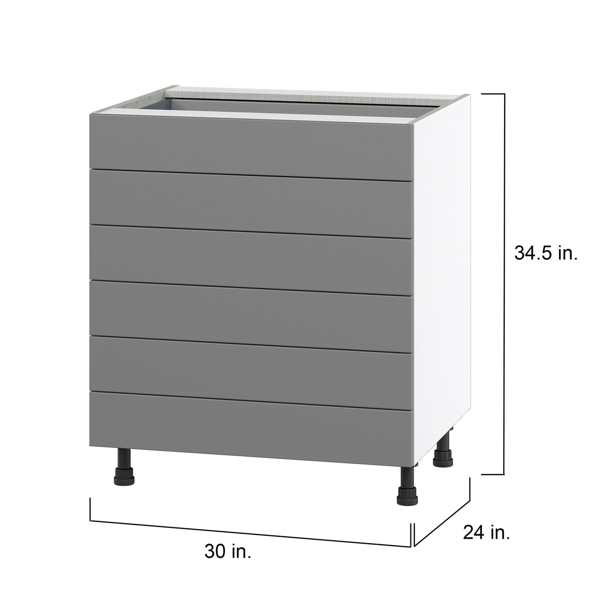 Hugo&Borg Beaumont 30-in W x 34.5-in H x 24-in D Slate Gray 6-Drawer Base Fully Assembled Cabinet