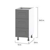 Hugo&Borg Beaumont 15-in W x 34.5-in H x 24-in D Slate Gray 3-Drawer Base Fully Assembled Cabinet