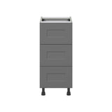 Hugo&Borg Beaumont 15-in W x 34.5-in H x 24-in D Slate Gray 3-Drawer Base Fully Assembled Cabinet