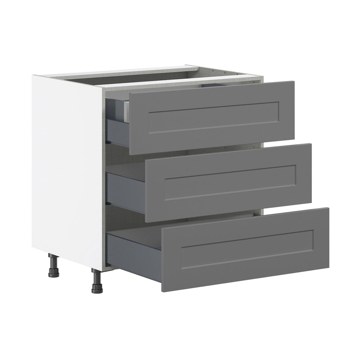 Hugo&Borg Beaumont 30-in W x 34.5-in H x 24-in D Slate Gray 3-Drawer Base Fully Assembled Cabinet