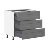 Hugo&Borg Beaumont 30-in W x 34.5-in H x 24-in D Slate Gray 3-Drawer Base Fully Assembled Cabinet