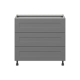 Hugo&Borg Beaumont 36-in W x 34.5-in H x 24-in D Slate Gray 3-Drawer Base Fully Assembled Cabinet